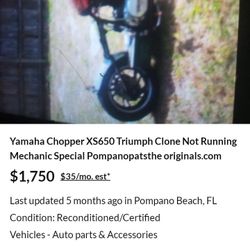 Chopper Shadow Mechanic Specials Finance Available