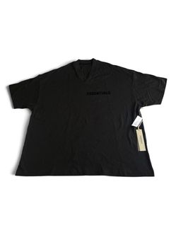 Fear of God Essentials V-Neck T-Shirt Men’s Medium Relaxed Fit Jet Black FOG