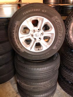 4Runner SR-5 2023 alloys wrapped W/ new 245 70 R 17” Goodyear Wrangler HT / Territory m/s all season. Like brand new condition. Great for any Pre-202