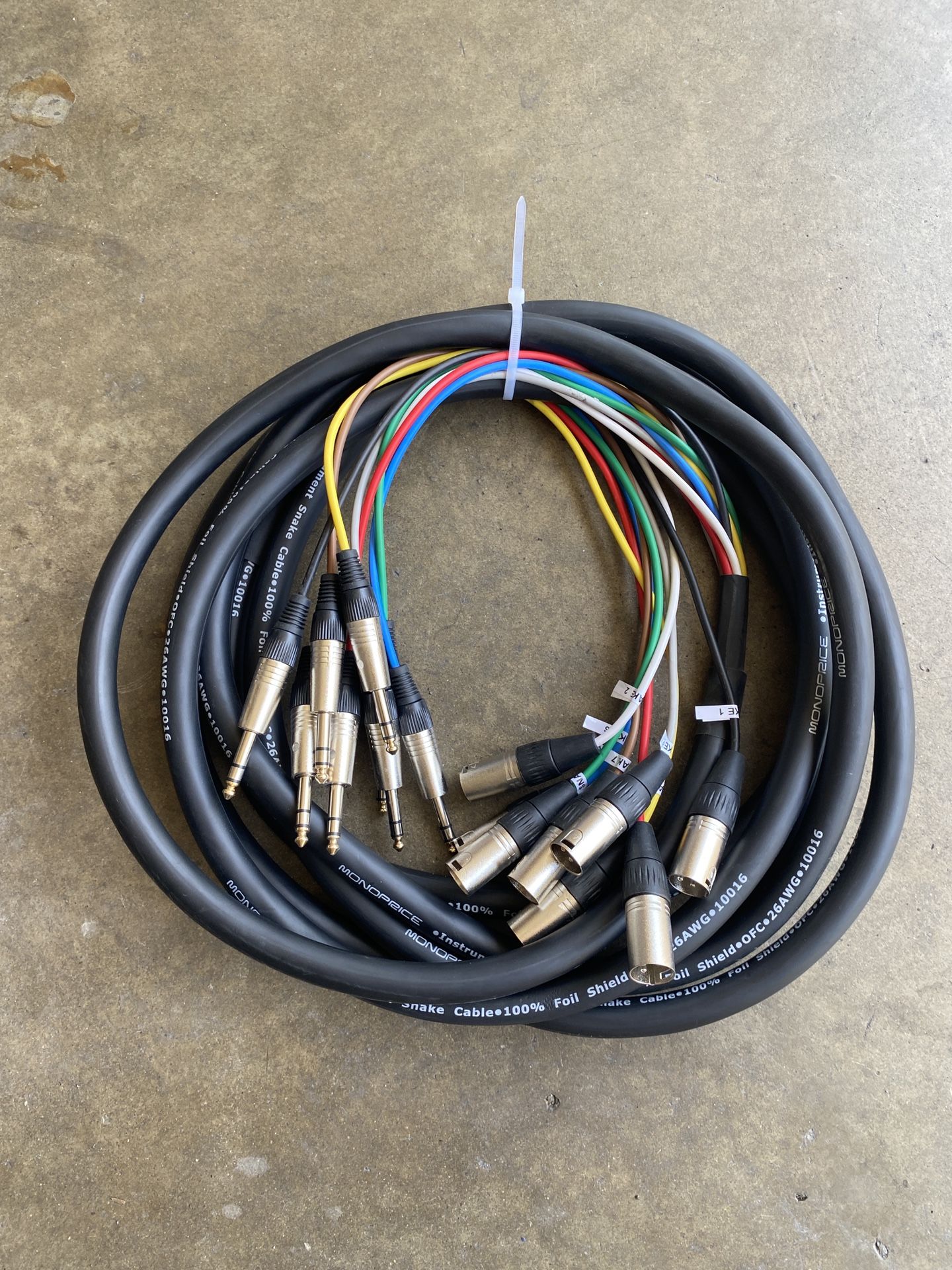 Balanced Snake 8 TRS (male) to 8 XLR (male) 10 Feet