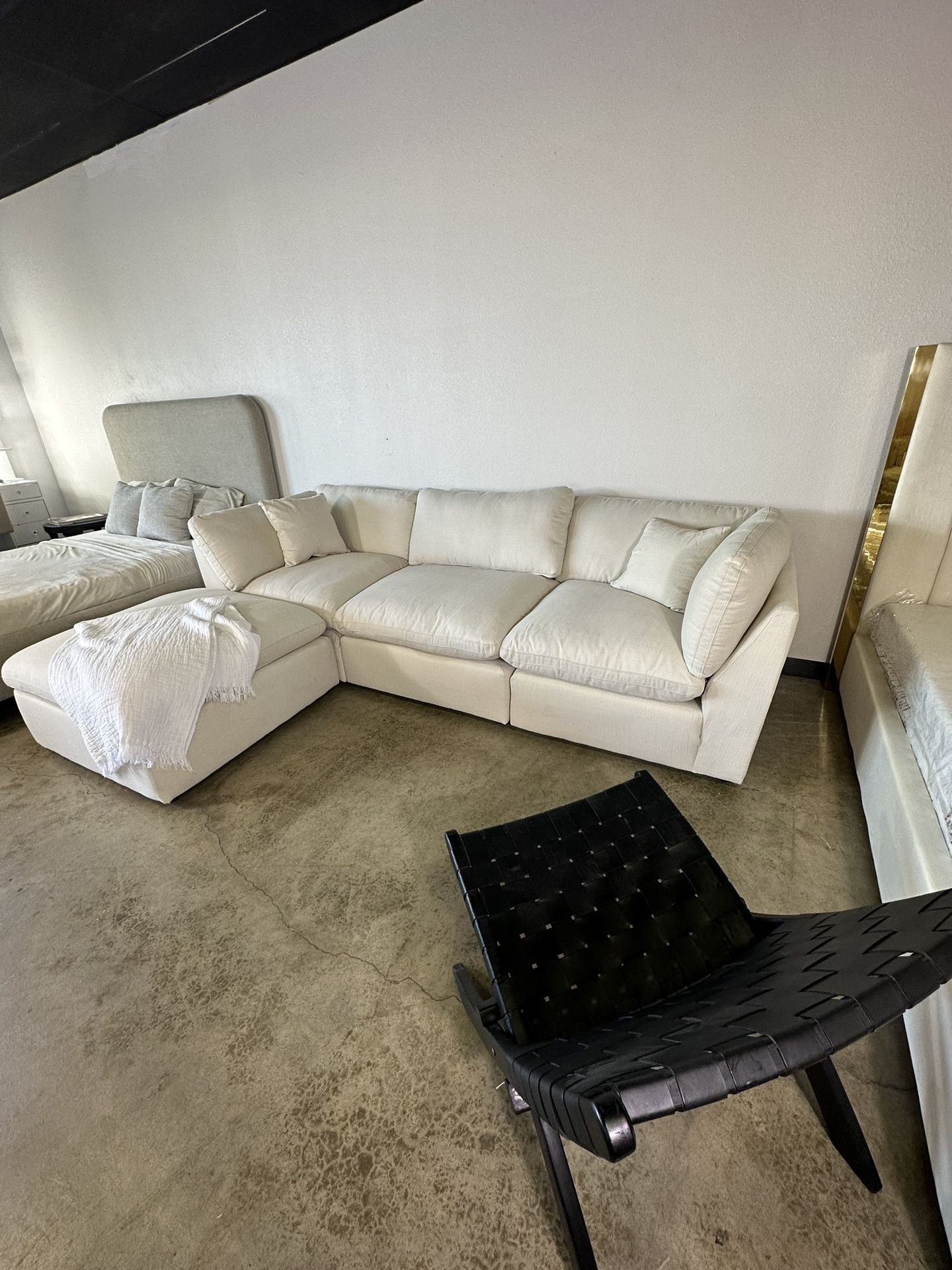 NEW RH Style Cloud Modular Sofa Chaise With Ottoman