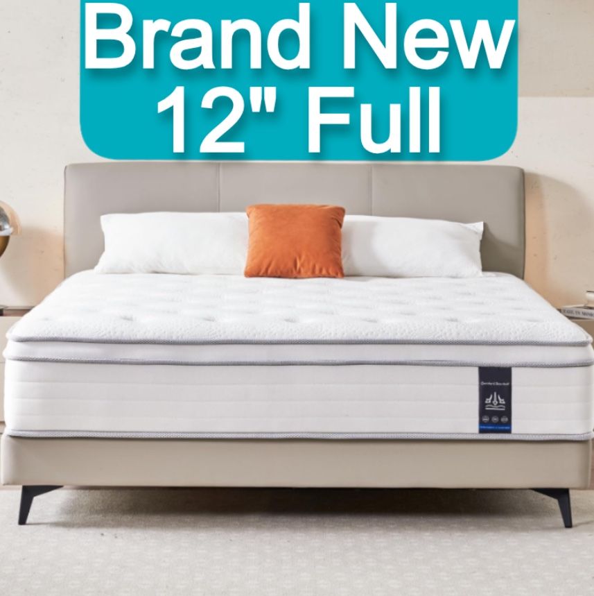 Brand New 12 Inch Thick Cooling Gel Memory Foam Hybrid Pillow Top Full Size Mattress