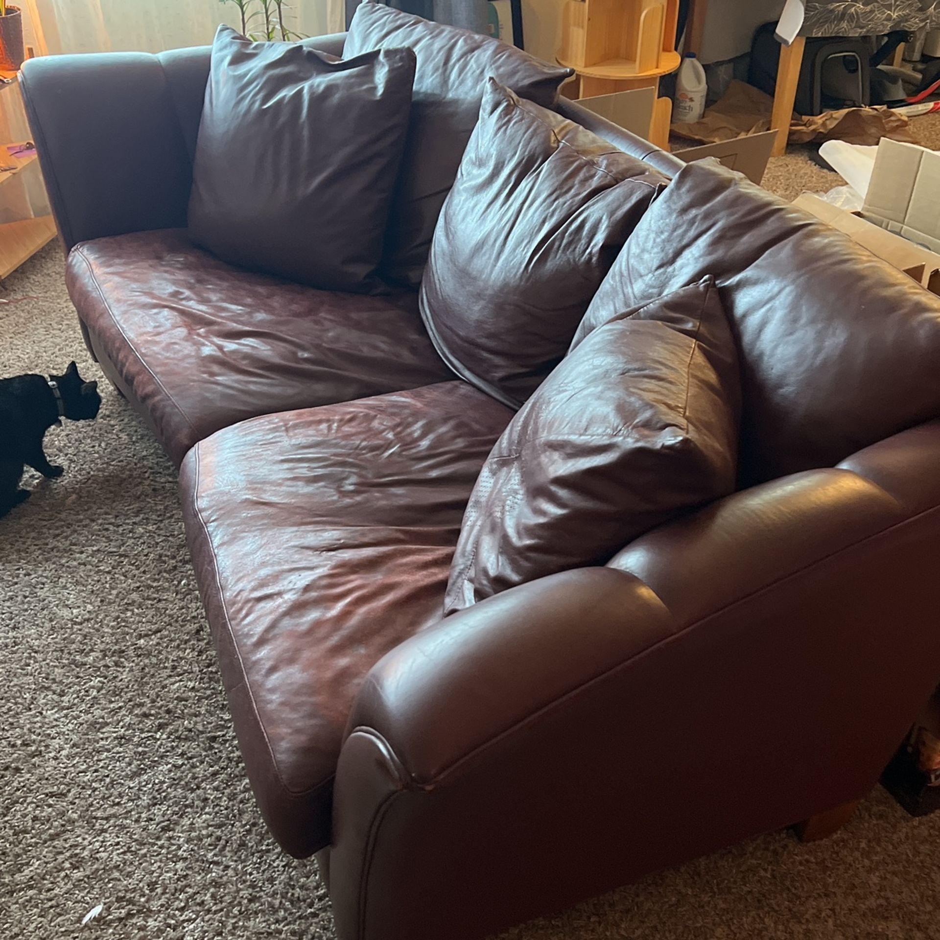 MOVING! Leather Couch - Price Reduced For Fast Pickup