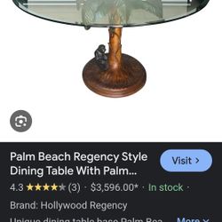 Palm Beach Regency Style Dining Table With Palm Tree & Monkey Base
