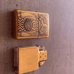 RARE 1995 BRASS ZIPPO BARRETT SMYTHE HARLEY DAVIDSON HD "GHOST RIDER" TIRE"