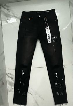 PURPLE Brand P001 Black Coated Paint Splatter Jeans Size 30