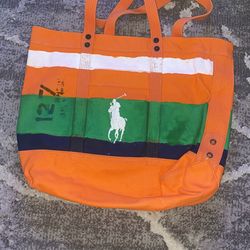 Canvas polo Ralph Lauren tote with the big horse logo