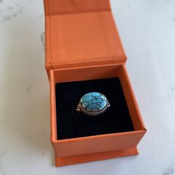 925 Sterling Silver Turquoise Ring Size 7.5
