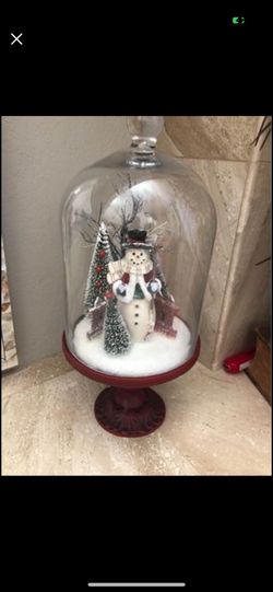 brand new in box glass covered dome christmas cloche. 18”Tx8”around. perfect never used