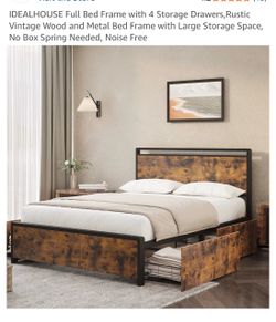 Full size bed with drawers