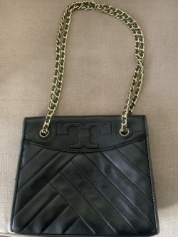 TORY BURCH Black Leather Quilted Small Shoulder Bag Purse