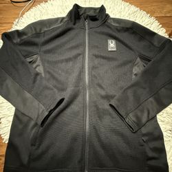 black Spyder full-zip fleece jacket with stretch panels Large on tag