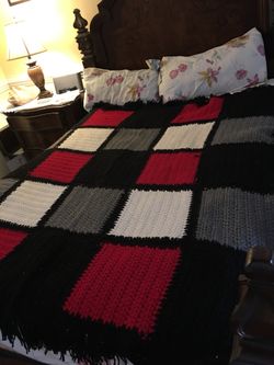 Handmade , handcrafted crochet bed blanket 70in x 75in