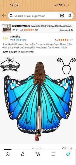 Butterfly Wings Cape Costume Set 3-Piece
