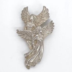 Shube Dakota West Sterling Silver 2 Guardian Angels Pin Brooch Pendant