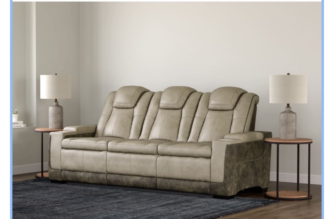 Two Next-Gen DuraPella Performance Fabric Dual Power Reclining Sofa