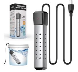 Portable Immersion Water Heater, 2000W, Stainless Steel, Above Ground Pool Pond Heater with Digital LCD Thermometer