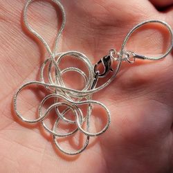 18" Solid .925 Sterling Silver 1mm Snake Chain Necklace 18" long