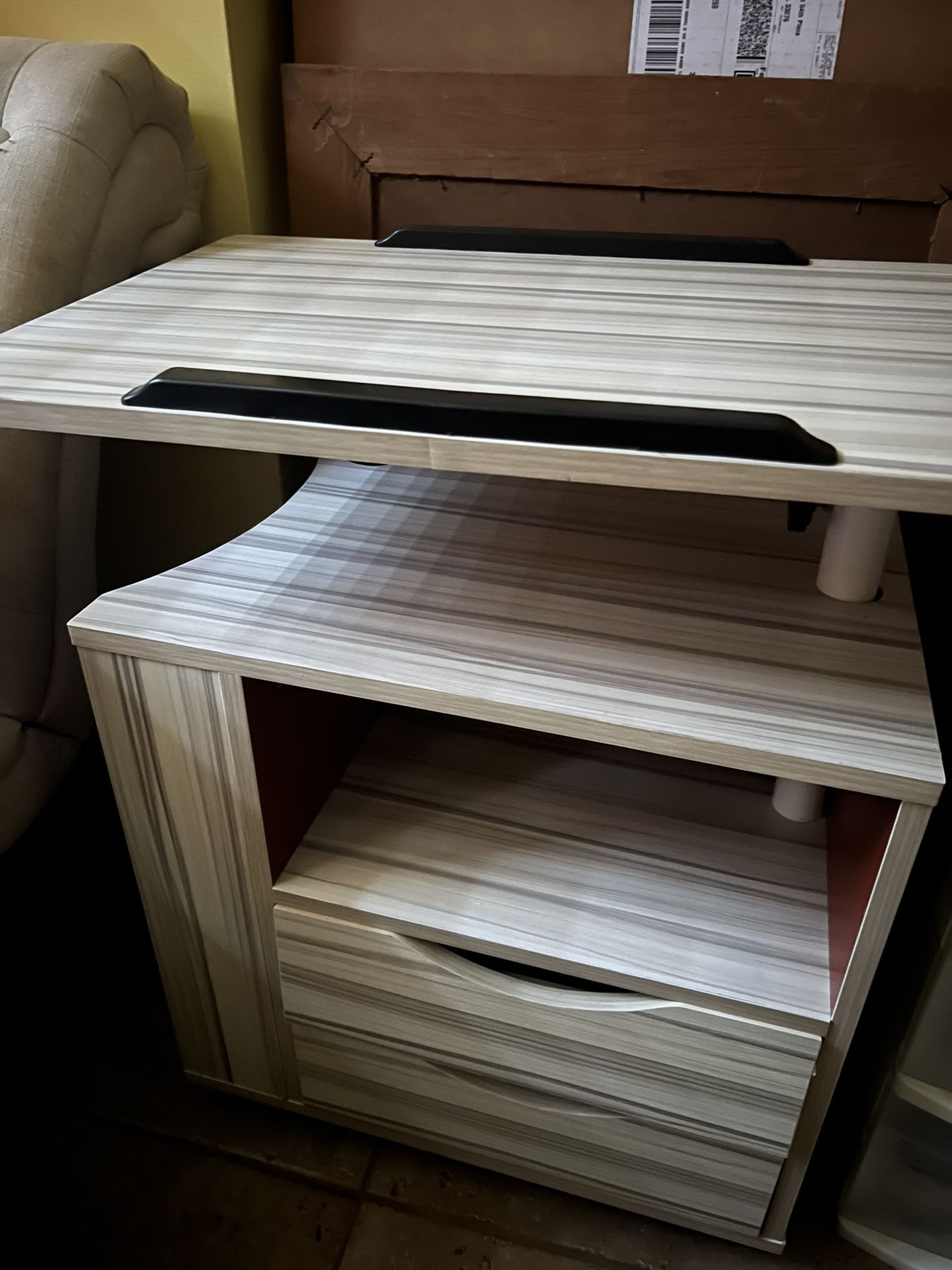 Adjustable Nightstand Side Table Rolling Desk 