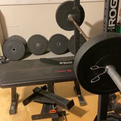 Rogue Squat Stand, Weight Set, Deadlift Platform