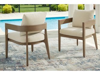 Serene Bay Dark Brown/White Arm Chair With Cushion (Set of 2)