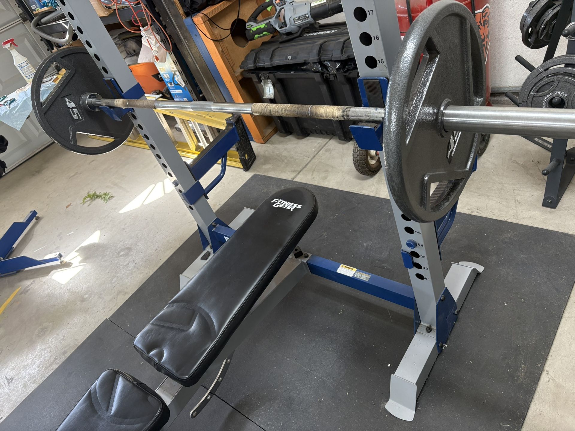Weight Bench and 350 of Olympic Weights