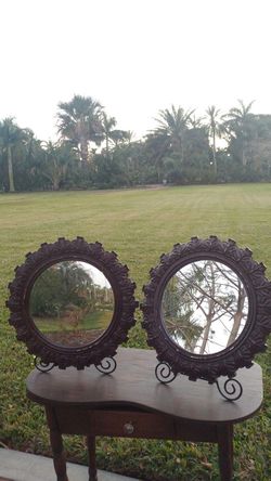 (2) Very Cute Round Decorative Mirrors 19" in Height