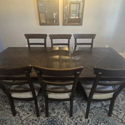 Wooden Extendable Dining Set W/ 8 Chairs