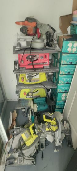 8 power tools needs repair minor ass cut cords, for table saws for circle saws Robin Ridgid Makita Craftsman buy all $200