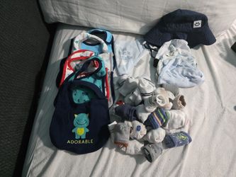 Bundle Of Baby Bibs, Socks And Beanies