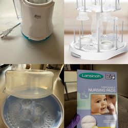 Milk bottle warmer, drying rack, steam, sterilizer, disposition nursing pads