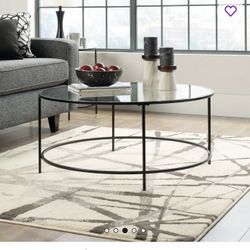 Orren Ellis Round Glass Coffee Table 
