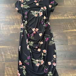 Black Floral Maternity Dress Medium 