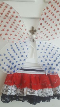 Baby toddler girl 4th of July wings and skirt 24m