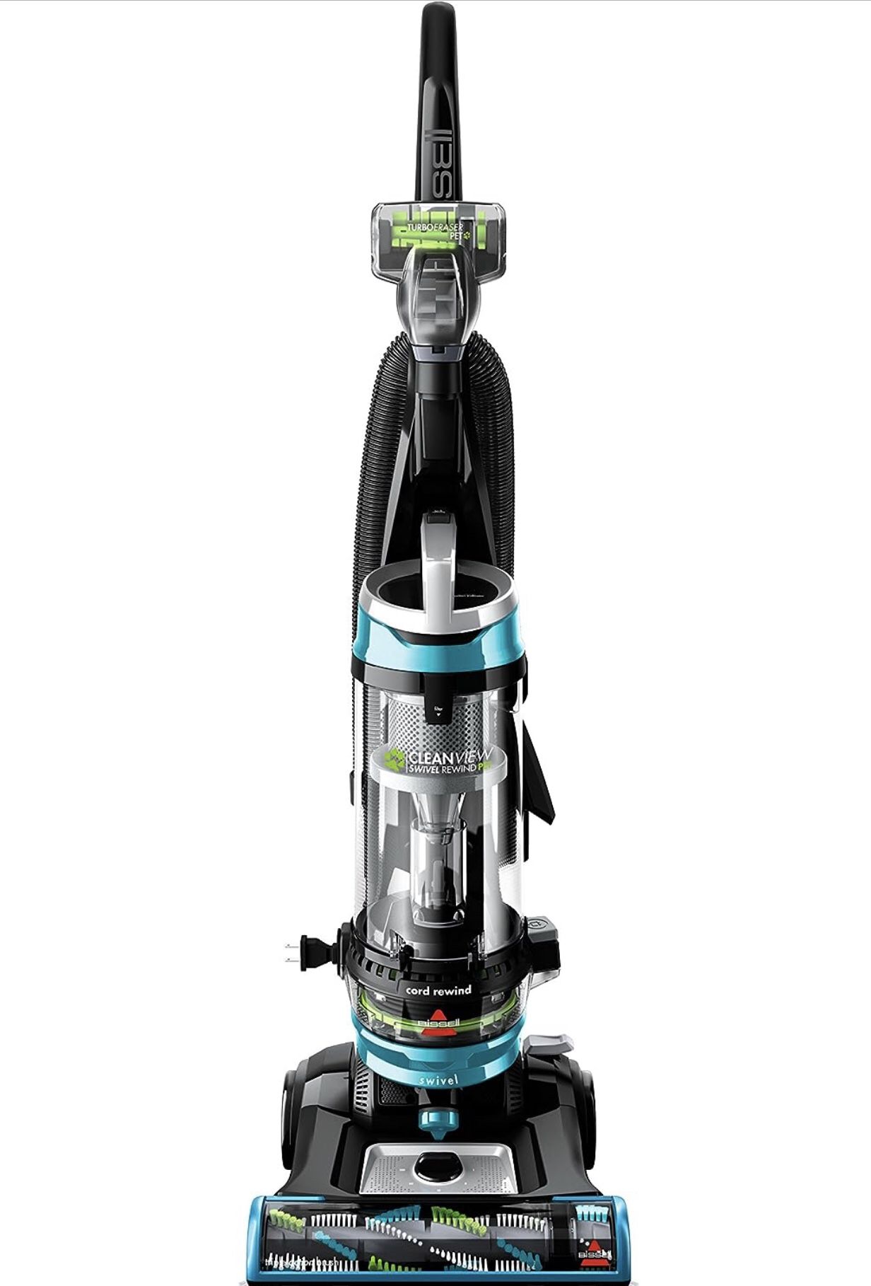 BISSELL CleanView Swivel Pet Upright Bagless Vacuum, Automatic Cord Rewind, Powerful Pet Hair Pickup, Specialized Tools, Large Dirt Tank, Teal