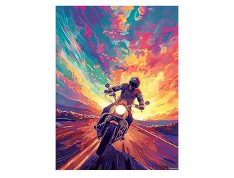Sunset Motorcycle Diamond Painting Kit for Adults
