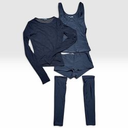 Fashion Nova Black Mesh Top Tank Short and Leg Warmer Set Size S