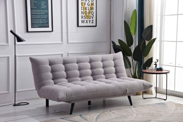NEW LIGHT GRAY Click-Clack Futon Sofa Lounger BED COUCH