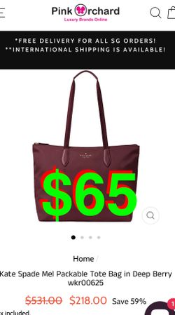 Kate Spade Mel Packable Tote Bag in Deep Berry wkr00625