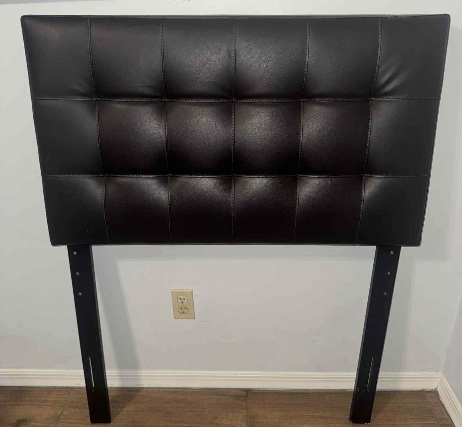 Twin bed faux leather headboard & Metal Bed frame Color Coffee Not Black