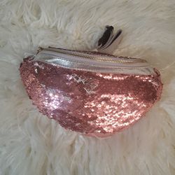 Ladies Sequin Fanny Pack in Pink/Silver