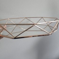 Rose Gold Mirrored Vanity Dresser Tray