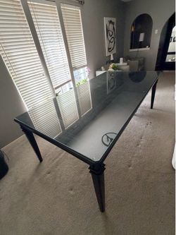Black table with glass top