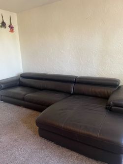 Dark Brown Leather Sectional