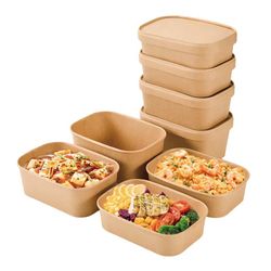 Kraft Paper Disposable Food Containers with Lids