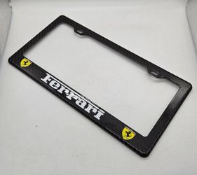 BRAND NEW FERRARI 100% Real Carbon Fiber License Plate Frame Tag Cover Original 3K