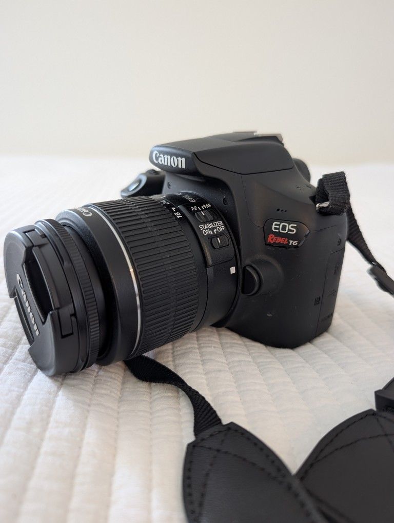 Canon EOS Rebel T6 DSLR Camera w/ EF 75 300mm Lens and Camera Bag