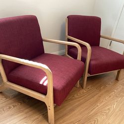 Two Red Accent Chairs