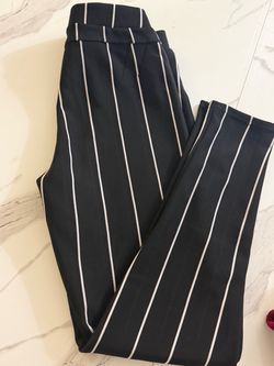 Black White Pinstripe Dress Trousers