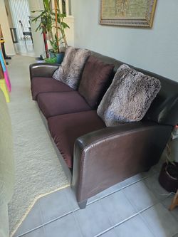 Leather couch brown